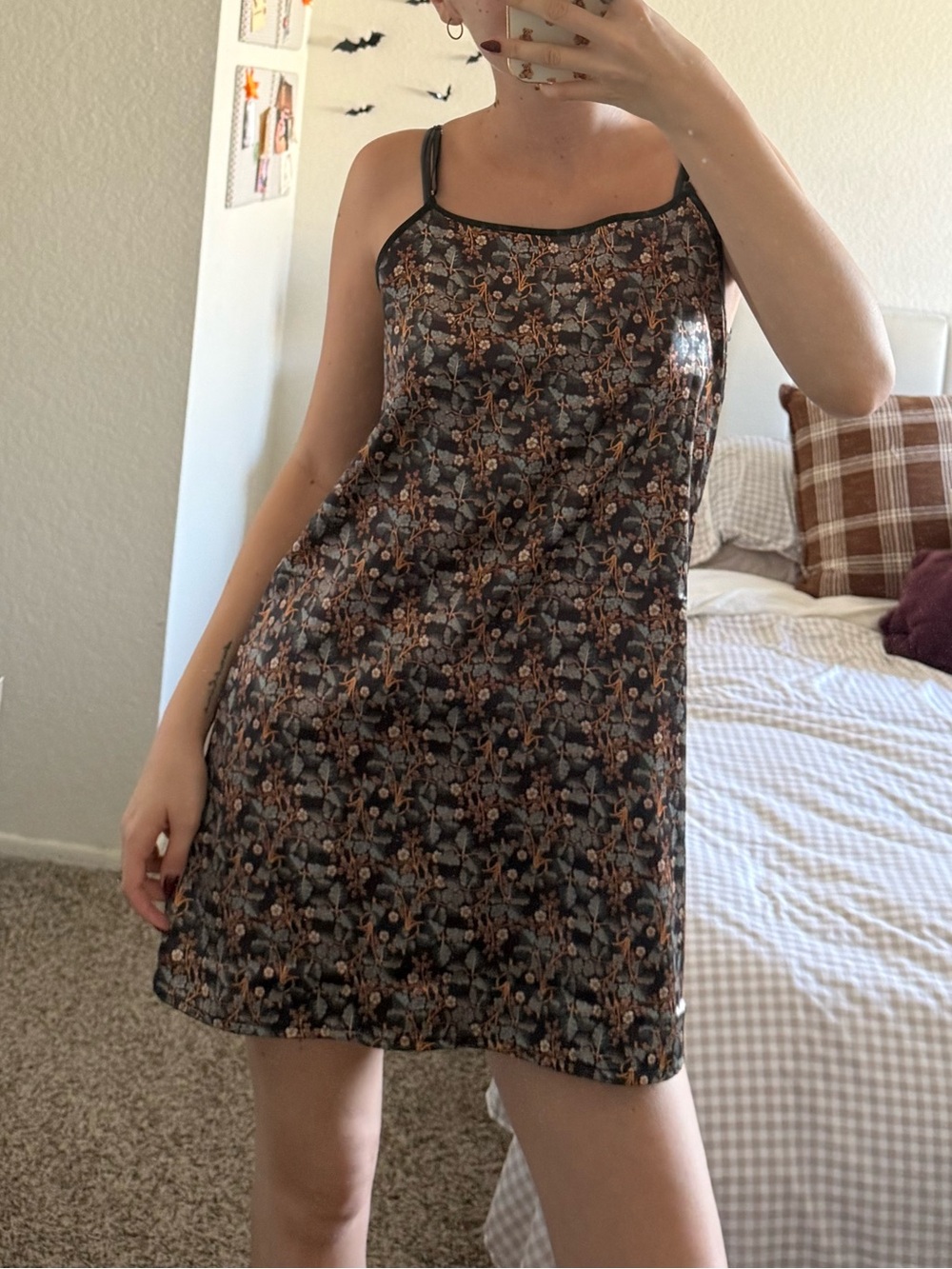 Floral Slip Dress in Black and Brown - Lightweight Dress